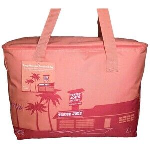 Trader Joe's Large Insulated Reusable Tote Bag 8 Gallon Peach Color New  Pink